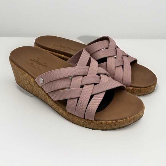 Skechers Shoes - Skechers Sandals Arch Fit Beverlee Love Stays Women 9 Mauve Pink Stretch Wedge